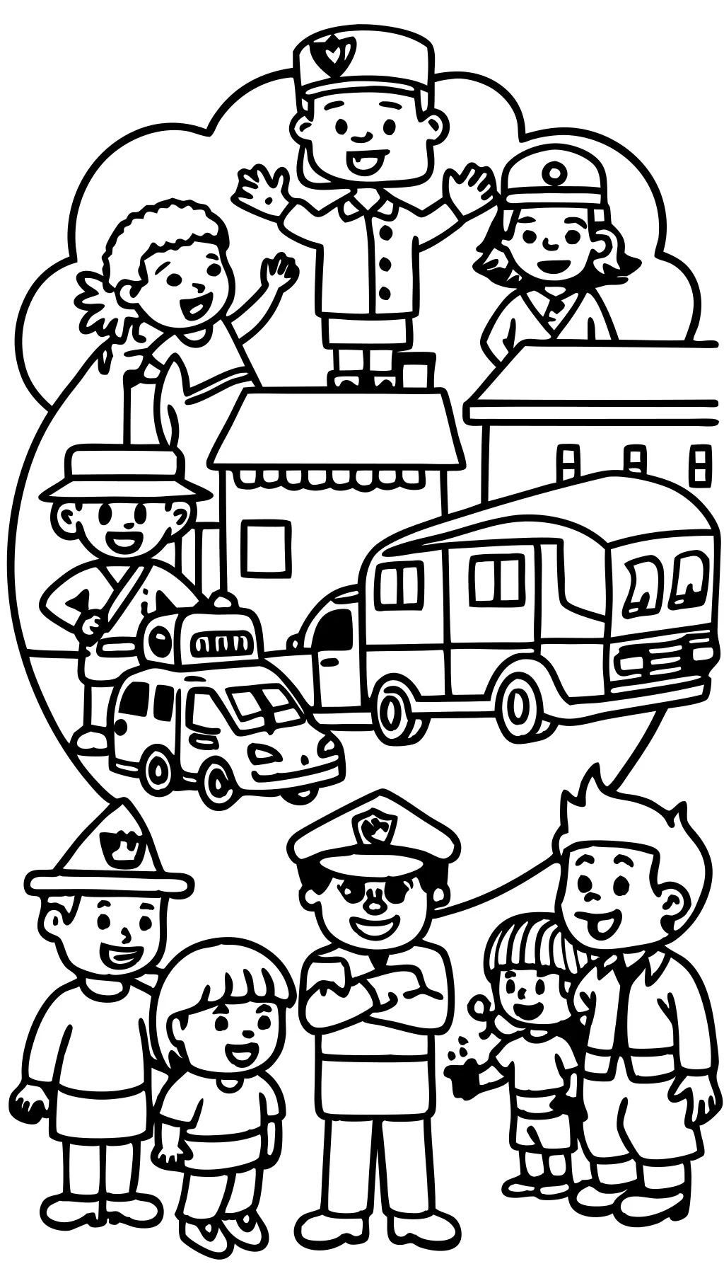 coloring page of community helpers